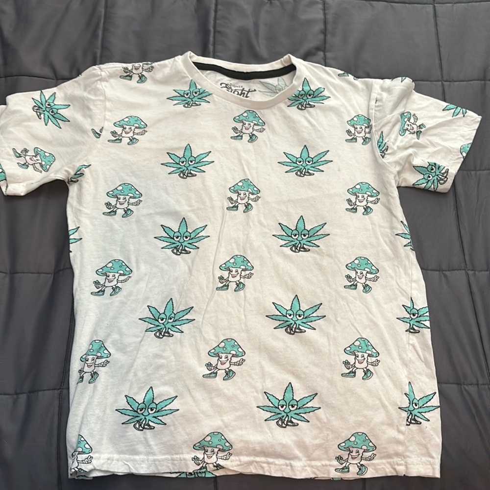 Eighty Eight Marijuana and Mushroom White T-Shirt